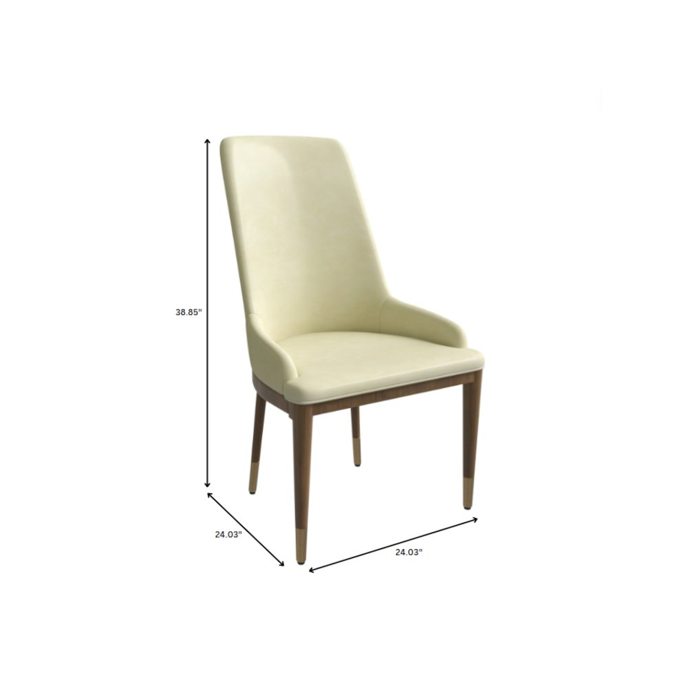 Viva Collection Modern Wooden Dining Chair in Cream Set of 2. Picture 12