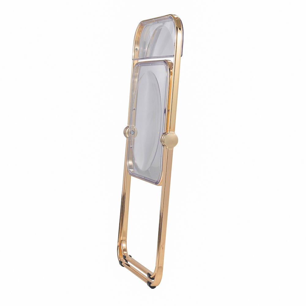 Lawrence Acrylic Folding Chair With Gold Metal Frame. Picture 11