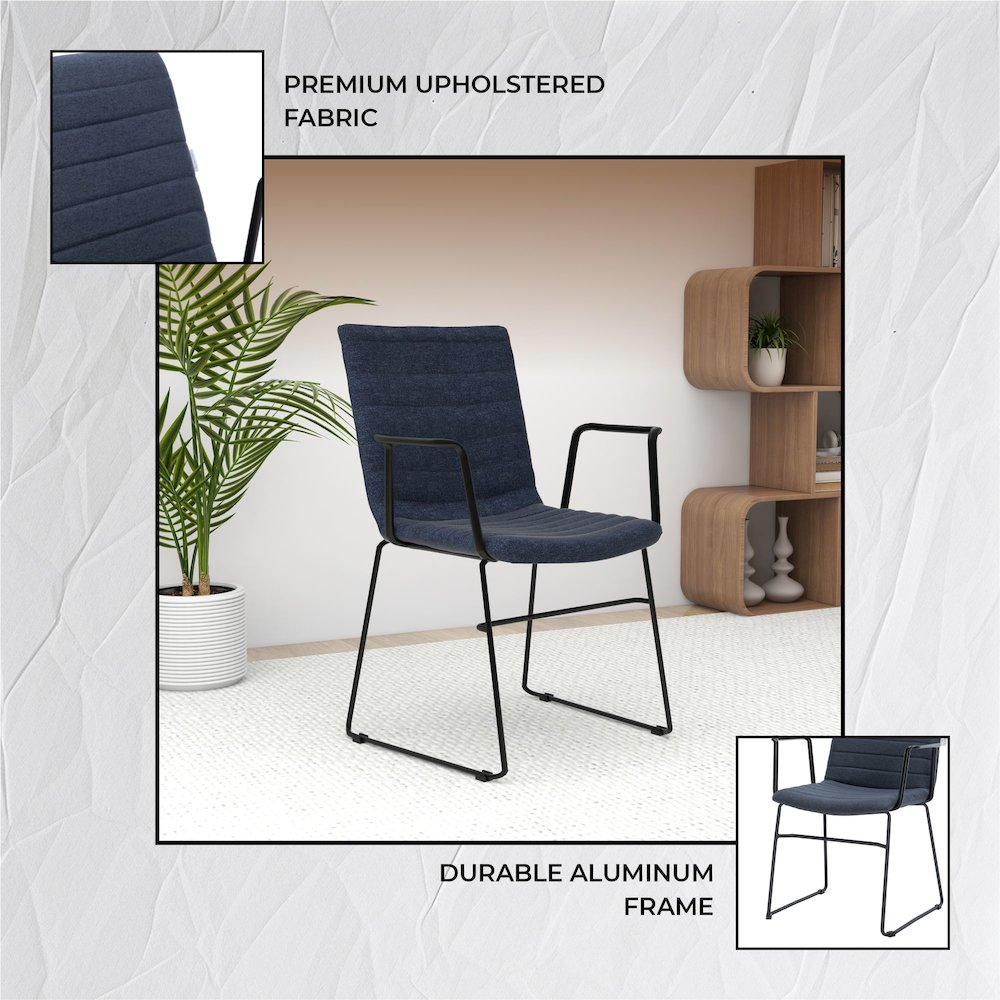Zylar Series Office Guest Arm Chair in Dark Blue Fabric. Picture 13