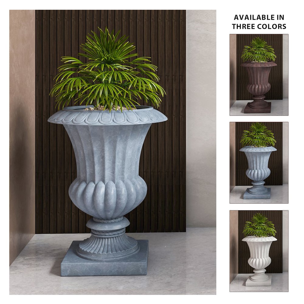 Lotus Series Poly Stone Planter in Aged Concrete, 20 Dia, 28 High. Picture 17
