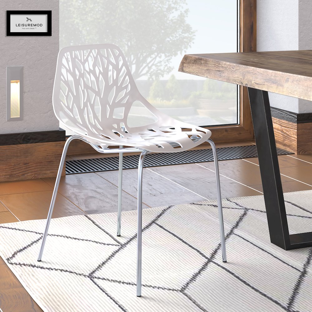 Modern Asbury Dining Chair w/ Chromed Legs. Picture 7