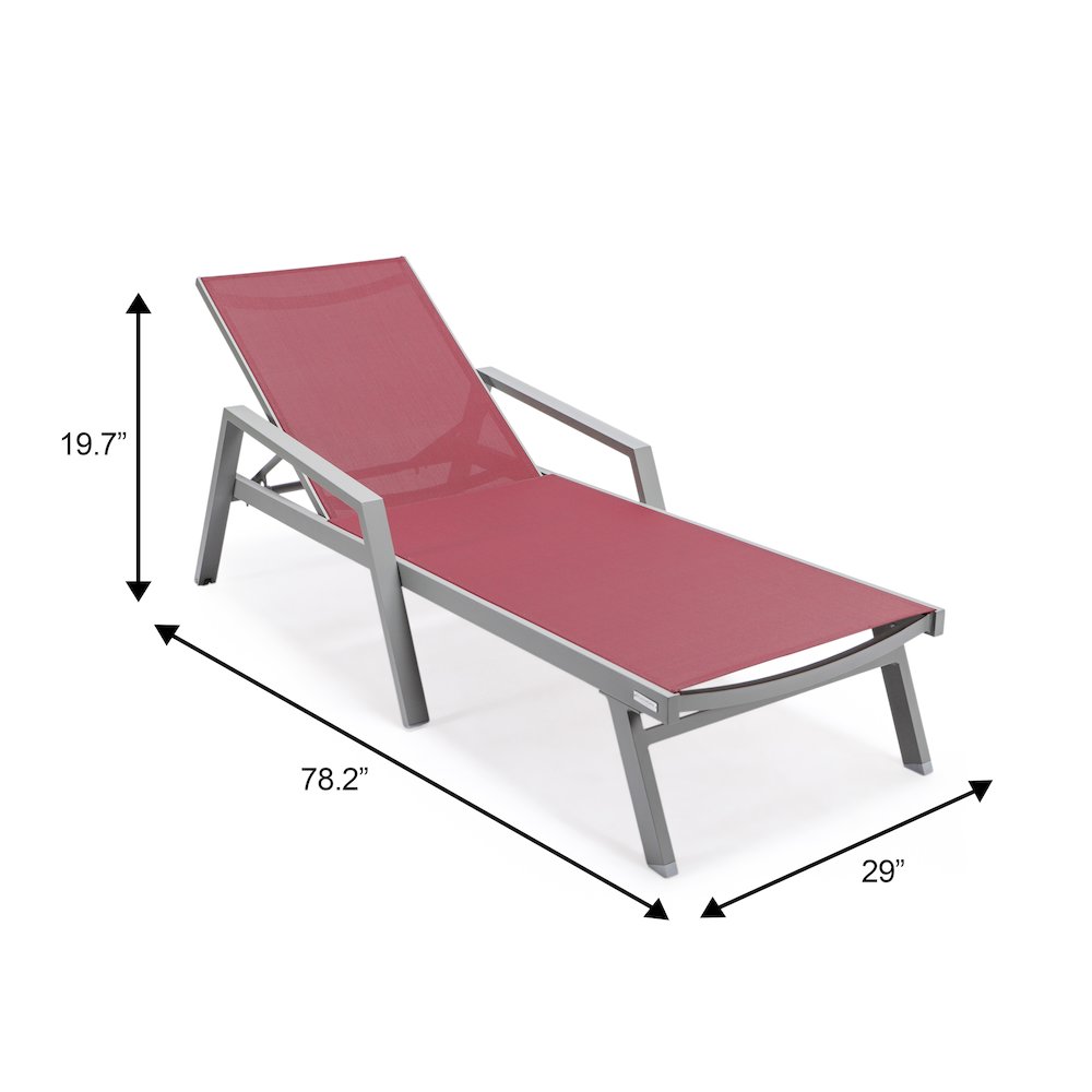 Marlin Patio Chaise Lounge Chair With Armrests in Grey Aluminum Frame. Picture 16