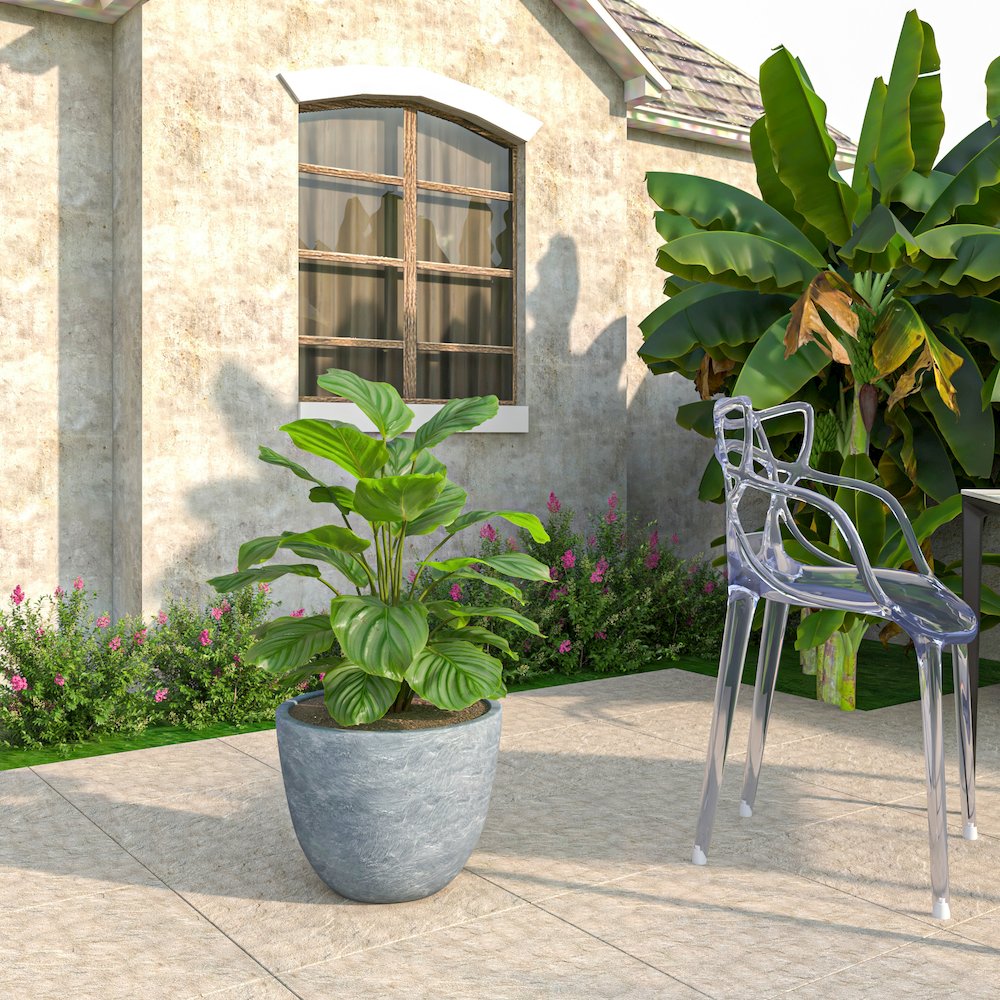 Dahlia Series Poly Stone Planter in Aged Concrete 17.5 Dia, 13.6 High. Picture 10