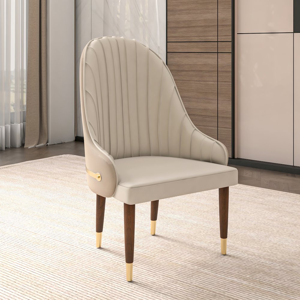 Elara Collection Wooden Dining Chair in Cream Set of 4. Picture 8
