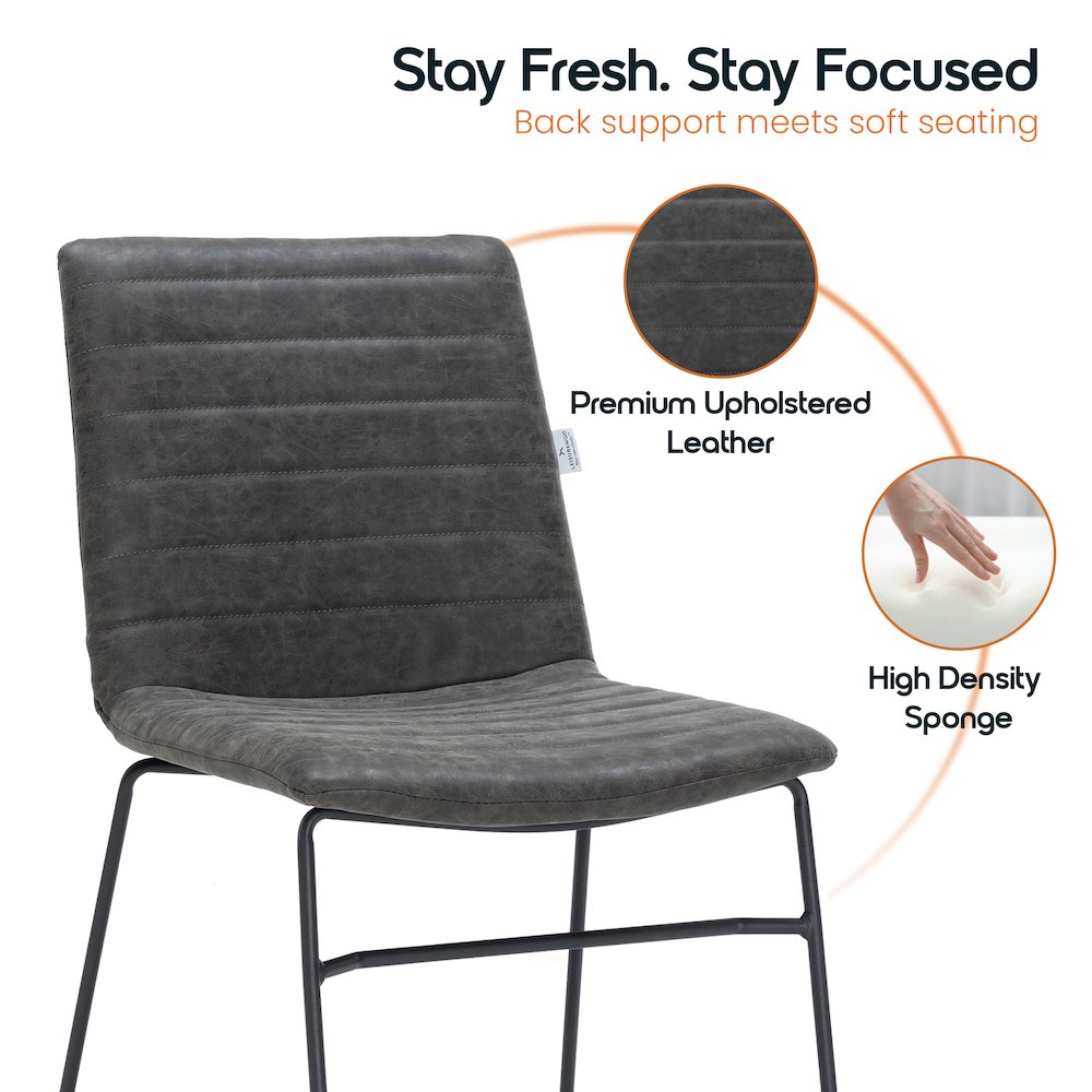 Zylar Series Office Guest Chair in Charcoal Leather. Picture 17