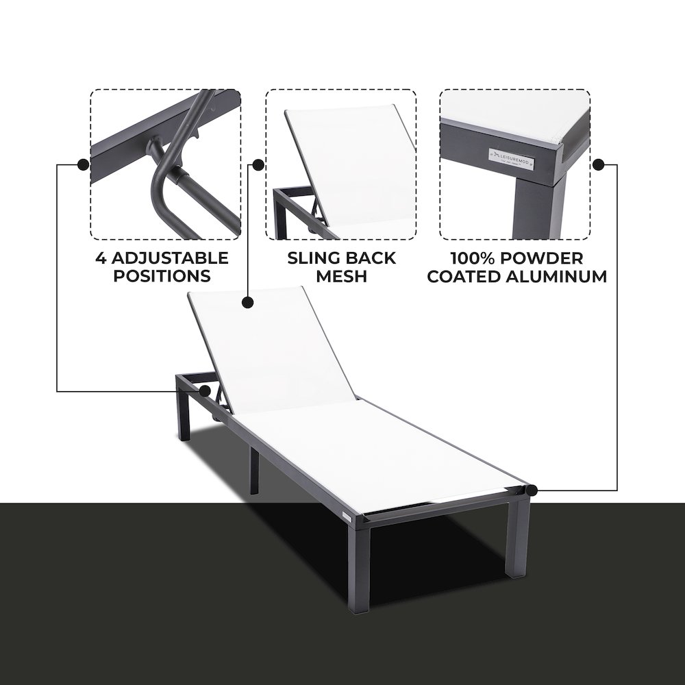 Marlin Patio Chaise Lounge Chair With Black Aluminum Frame. Picture 2