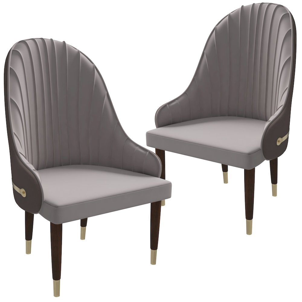 Elara Collection Wooden Dining Chair in Two-Tone Toupe Set of 2. Picture 2