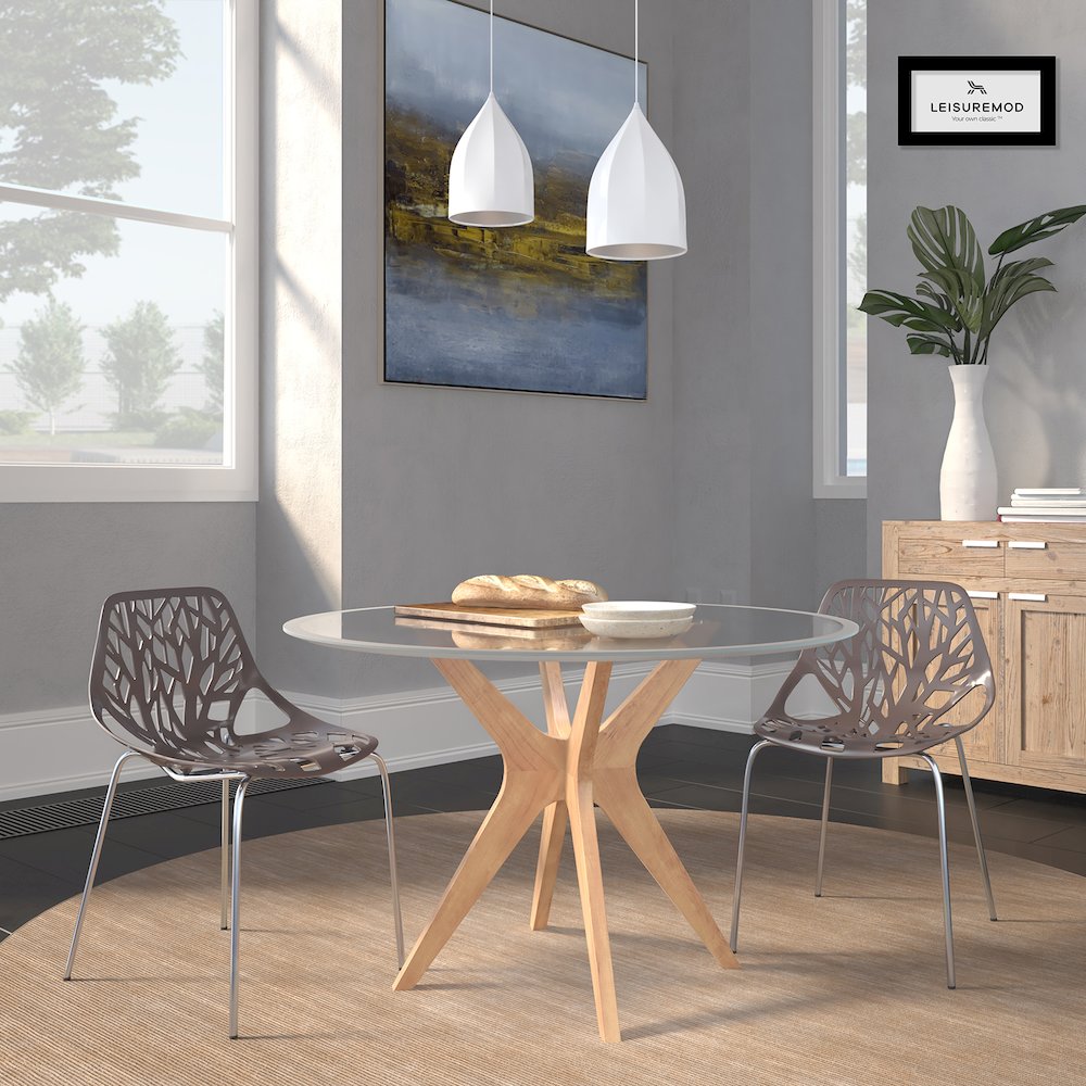 Modern Asbury Dining Chair w/ Chromed Legs, Set of 2. Picture 2