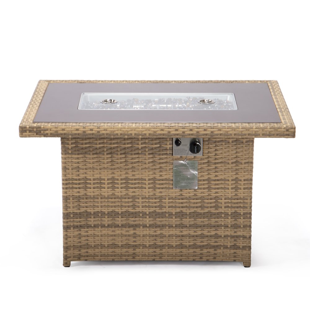 Mace Wicker Patio Modern Propane Fire Pit Table. Picture 6