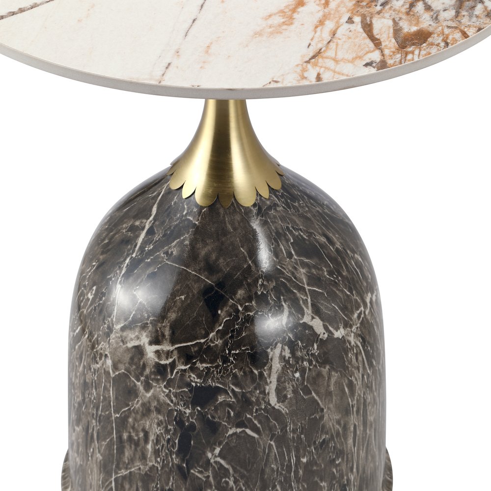 Oslo Collection Modern End Table In Marbled Brown. Picture 9