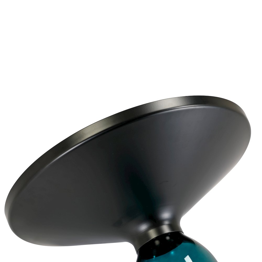 Tully Collection Glass side Table Blue glass, Black Rim with Black Glass top. Picture 18