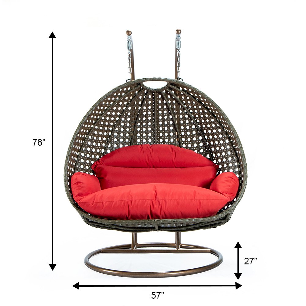 Beige Wicker Hanging 2 person Egg Swing Chair. Picture 12