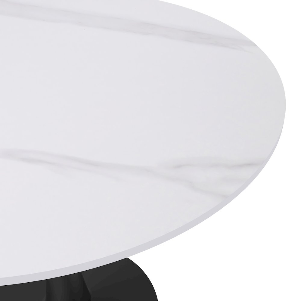Bristol 35" round dining table Black base with White Sintered stone Top. Picture 10