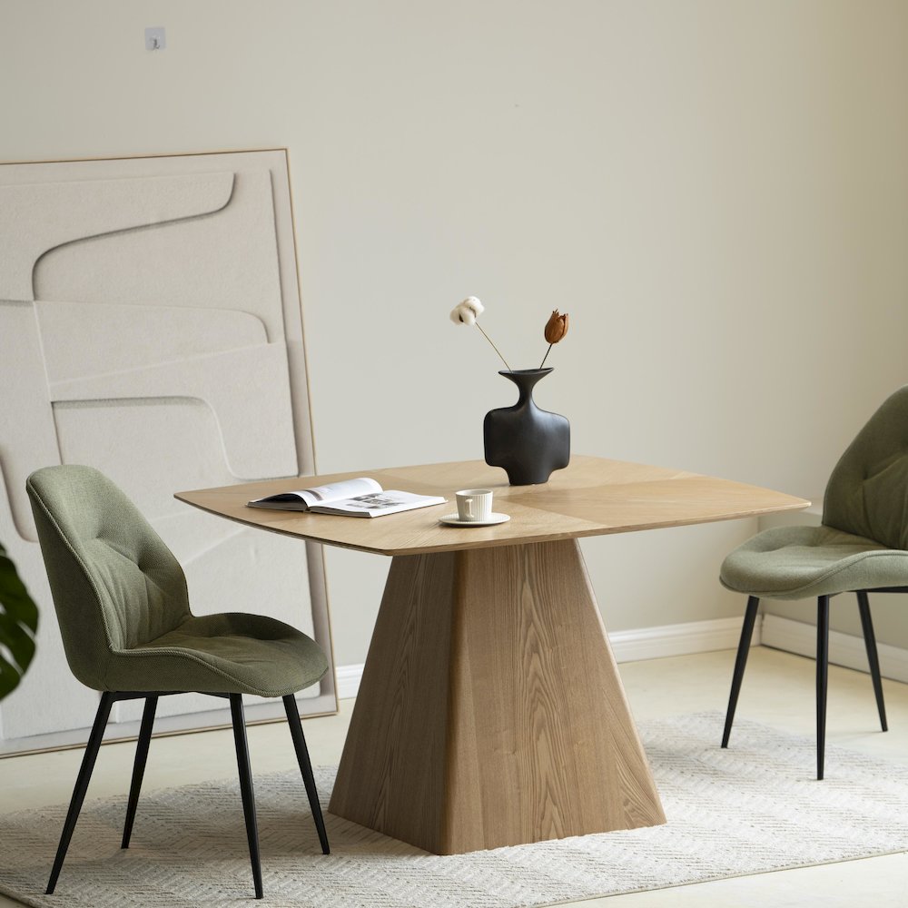 Zephry Collection Modern Dining Wooden Square Dining Table in Natural Wood. Picture 5