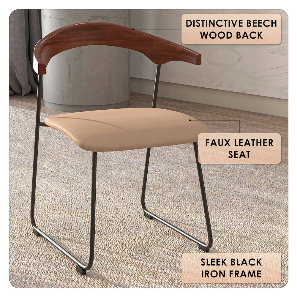 Lyra Collection Modern Chair in Dark Wood back and Taupe Seat. Picture 19