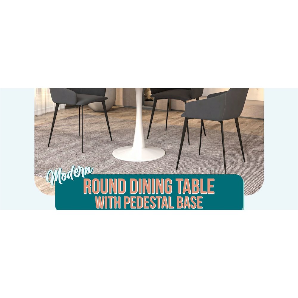 Bristol 31" round dining table White base with marbled MDF top. Picture 37