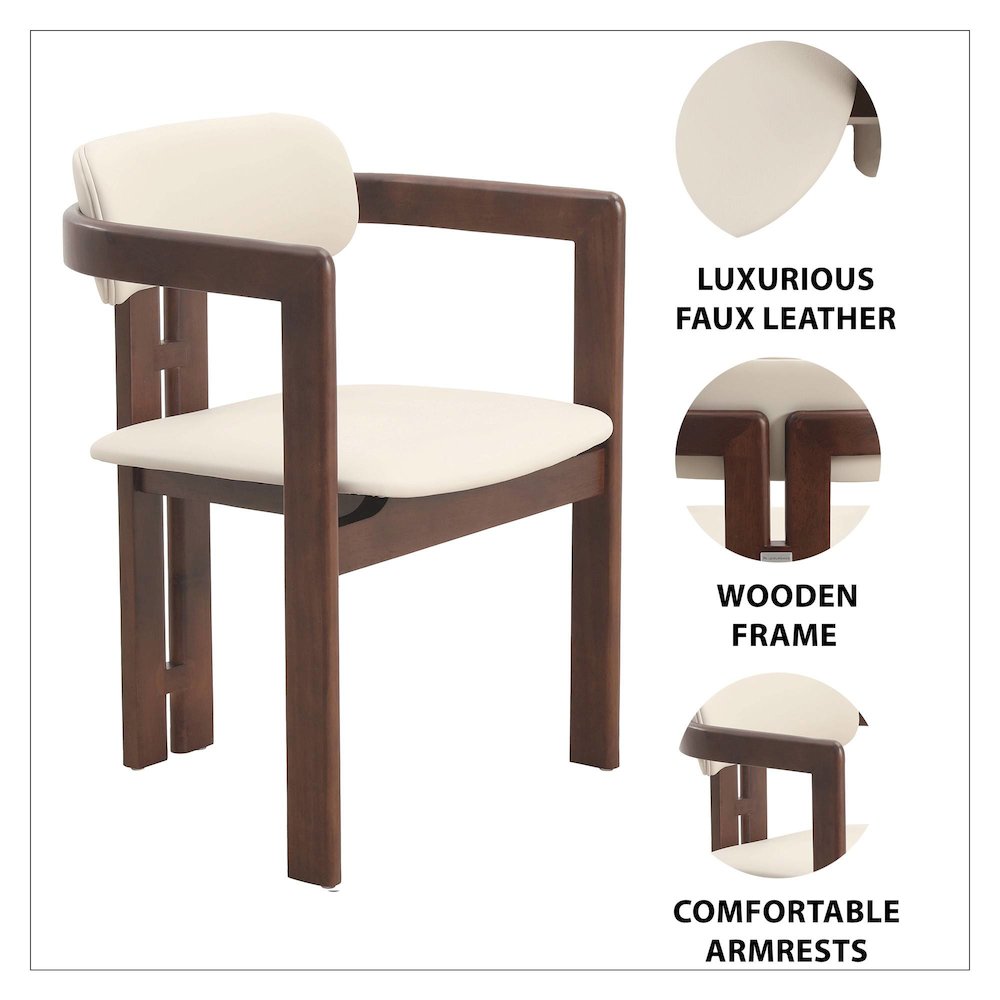 Velo Series Modern Dining Chair in Walnut Color Wood with Toupe Seat. Picture 6