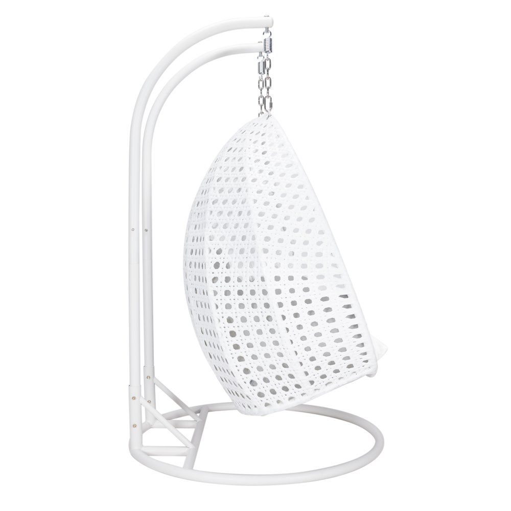 White Wicker Hanging 2 person Egg Swing Chair. Picture 6