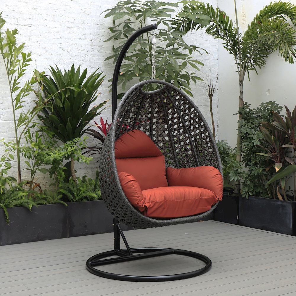 Charcoal Wicker Hanging Egg Swing Chair. Picture 2
