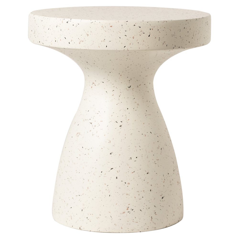 Modern Side End Table Wisp Series In Terrazzo White. Picture 9