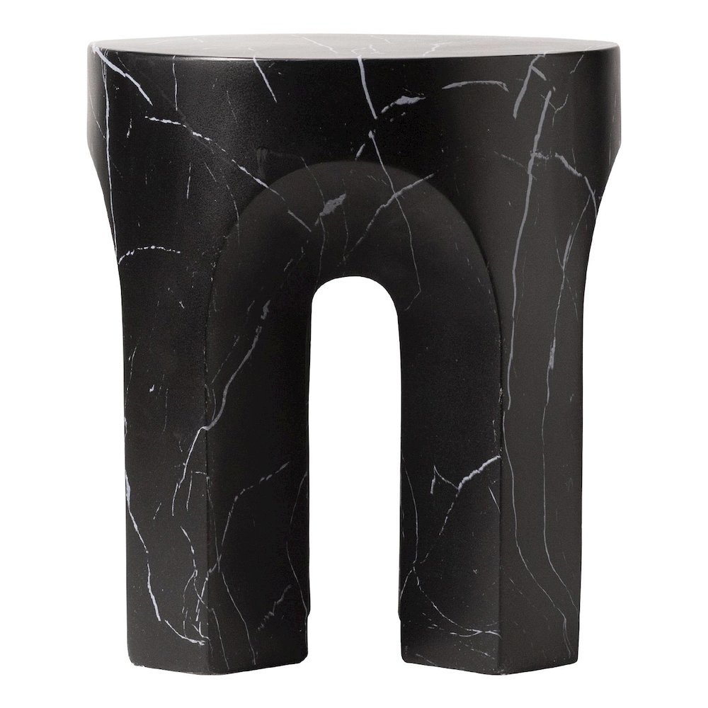 Crus Collection Fiberglass Outdoor Side Table Marbleized Black. Picture 14