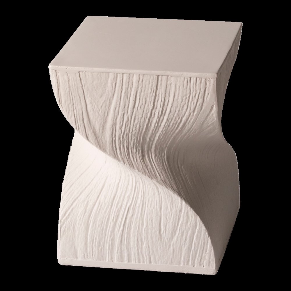 Onyx Collection Fiberglass Outdoor Side Table in Cream. Picture 1