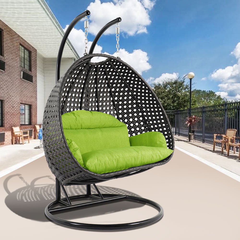 Charcoal Wicker Hanging 2 person Egg Swing Chair. Picture 1