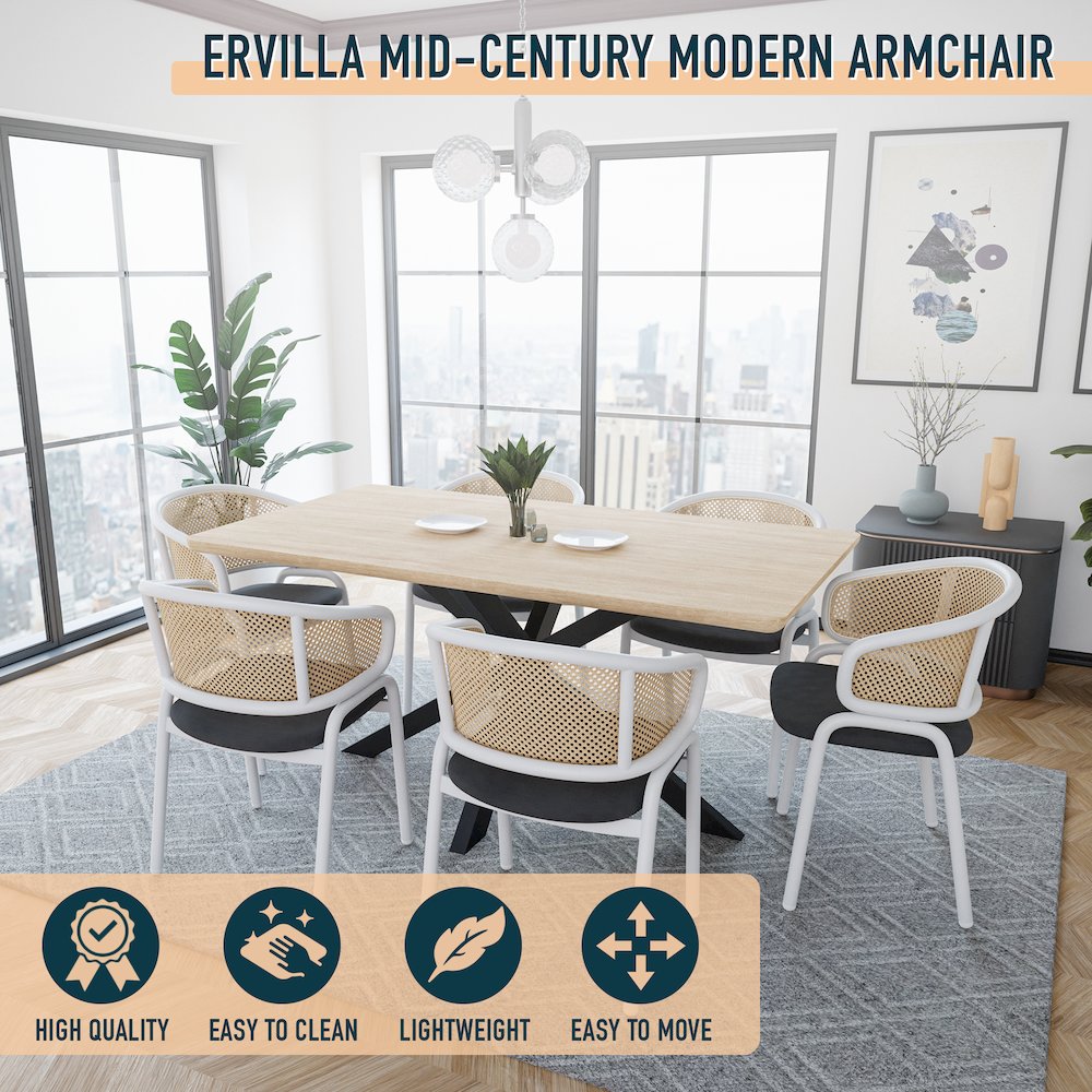 Ervilla - Dining Chair - White frame in Black Leather. Picture 2