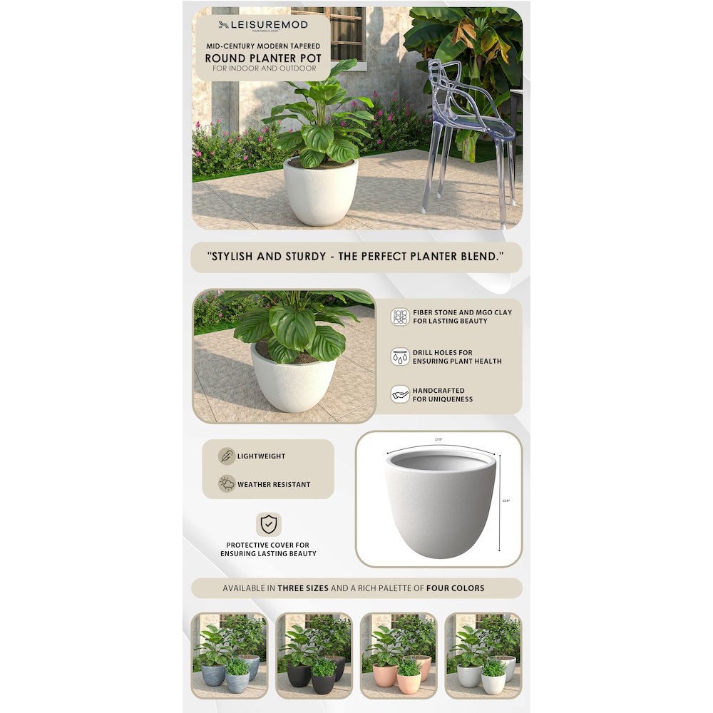 Dahlia Series Poly Stone Planter in White 17.5 Dia, 13.6 High. Picture 12