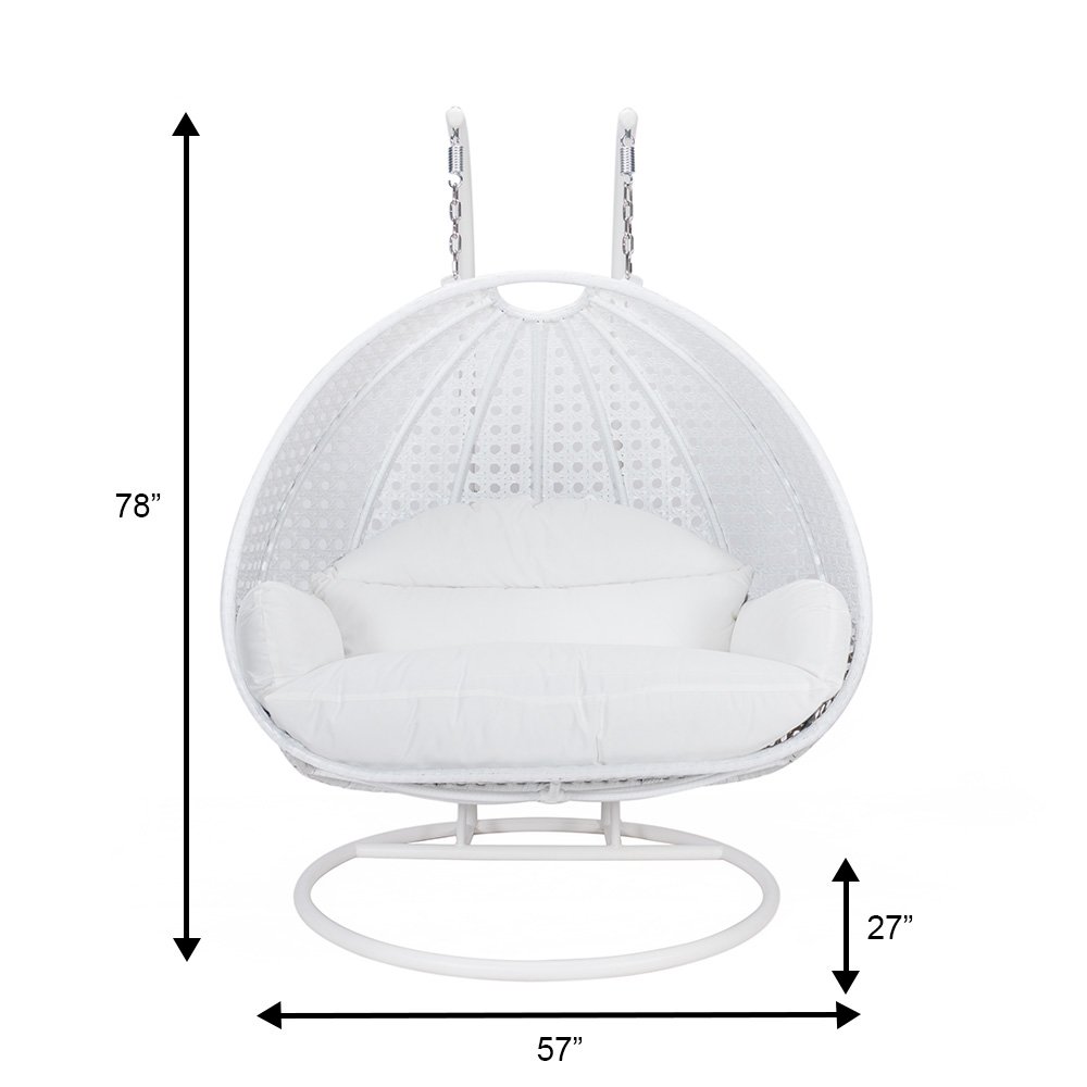 White Wicker Hanging 2 person Egg Swing Chair. Picture 10