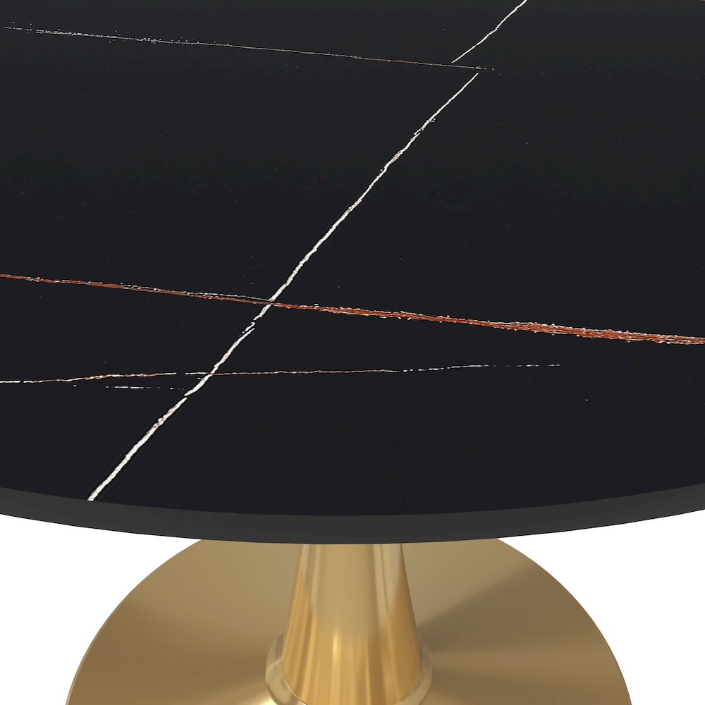 Bristol 40" round dining table Gold base with Black Sintered stone Top. Picture 23