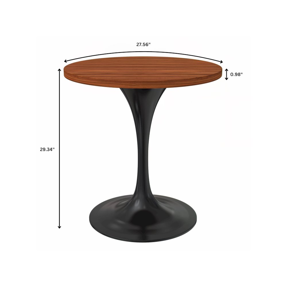 Verve Collection 27 Round Dining Table, Black Base with Cognac Brown MDF Top. Picture 7