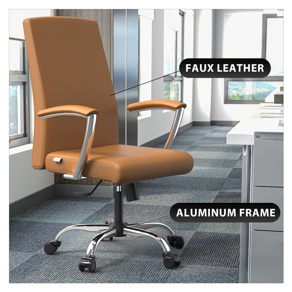 Evander Series Office Chair in Acorn Brown Leather. Picture 17