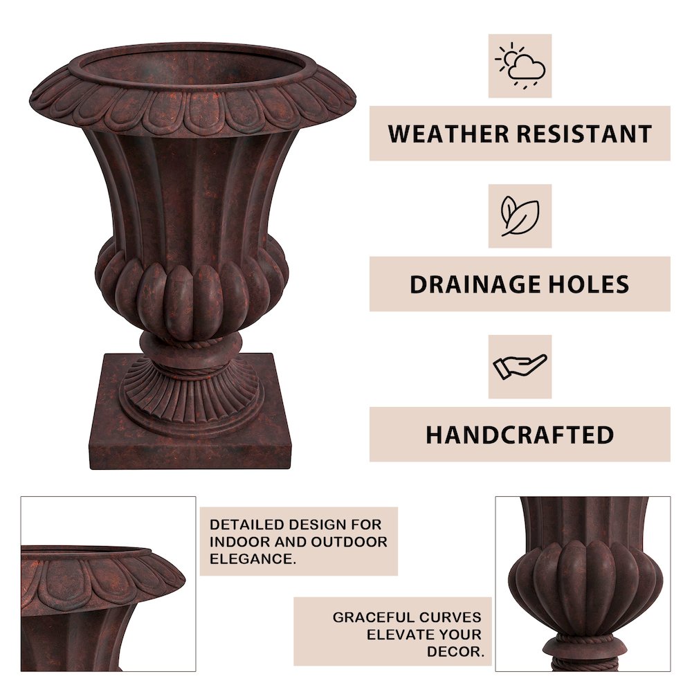 Lotus Series Poly Stone Planter in Brown, 20 Dia, 28 High. Picture 17