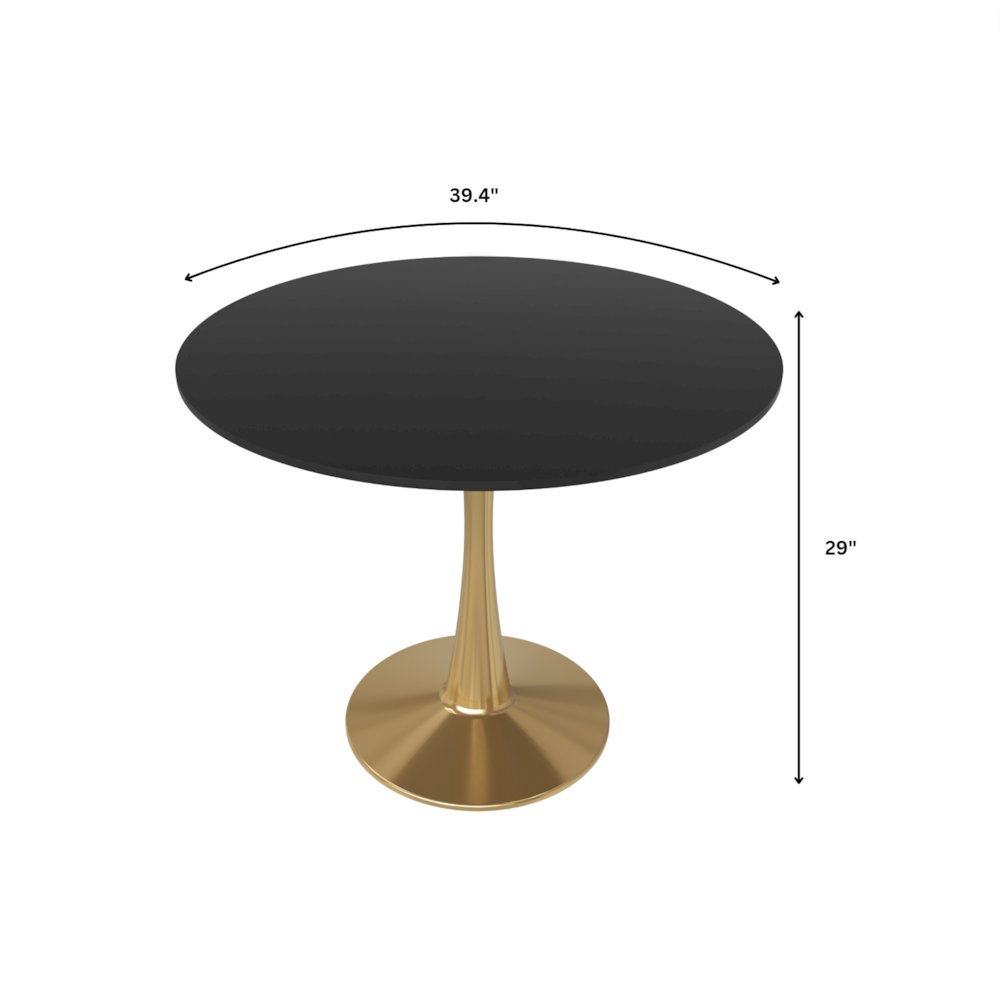Bristol 40" round dining table Gold Base With Black Top. Picture 23