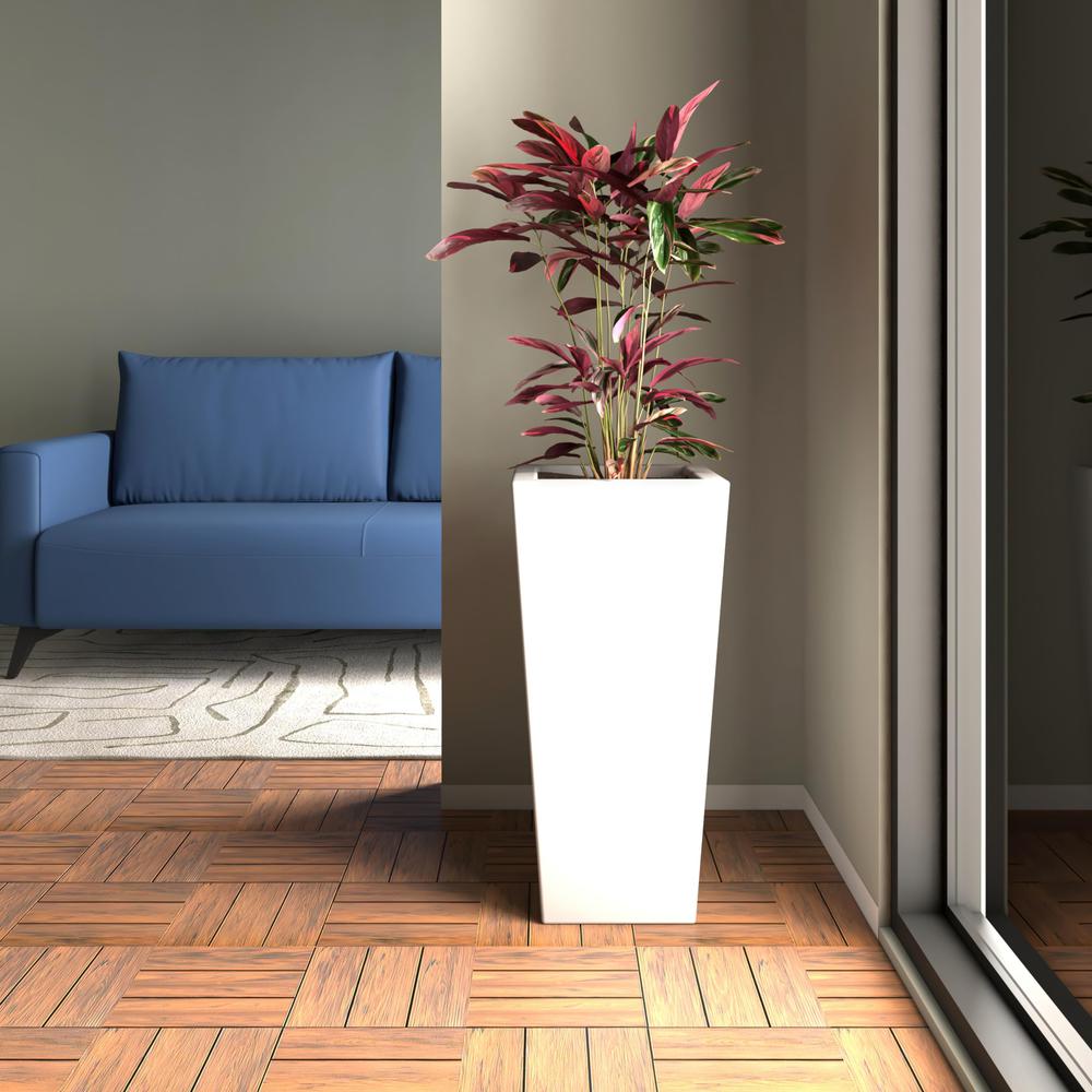 Orna Series Poly Stone Planter 17.7 Dia 36.2 High in White. Picture 2