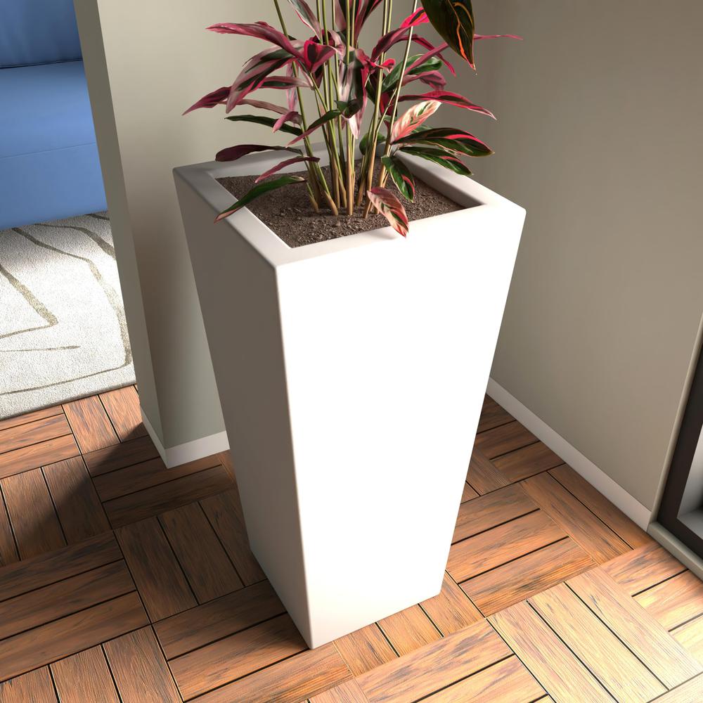 Orna Series Poly Stone Planter 17.7 Dia 36.2 High in White. Picture 3