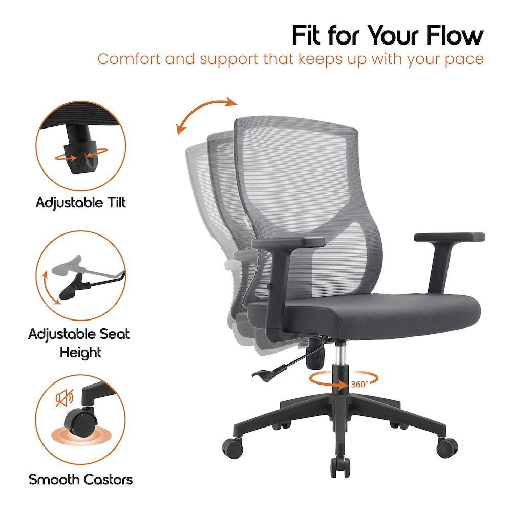 Office Glen Series Office Task Chair In Grey. Picture 8