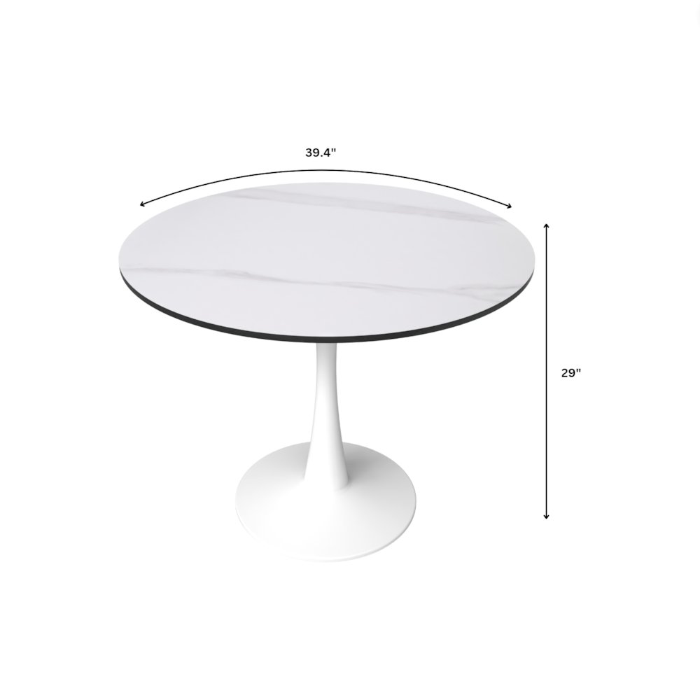 Bristol 40" round dining table White base with White Sintered stone Top. Picture 18
