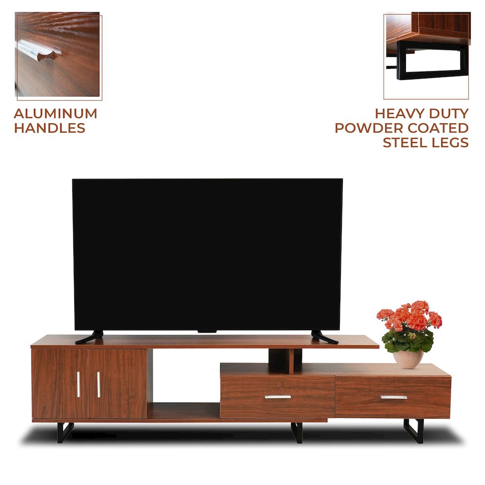 Avery Mid-Century Modern TV Stand with MDF Cabinet and Powder Coated Steel Legs. Picture 23
