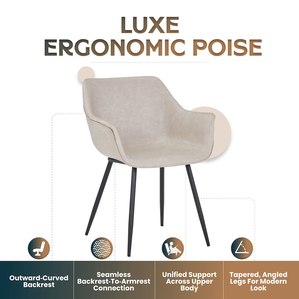 Markley Modern Leather Dining Arm Chair With Metal Legs. Picture 9