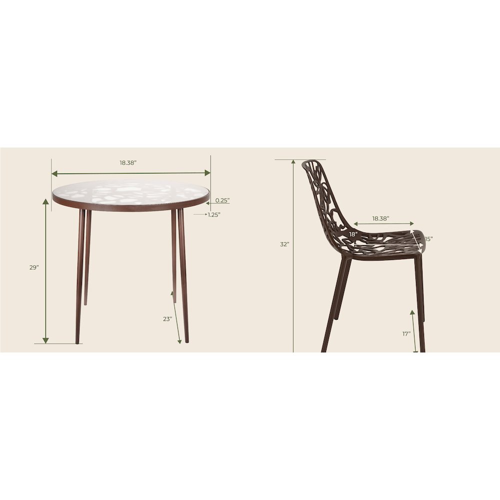 Devon Mid-Century Modern 5-Piece Aluminum Outdoor Patio Dining Set. Picture 18