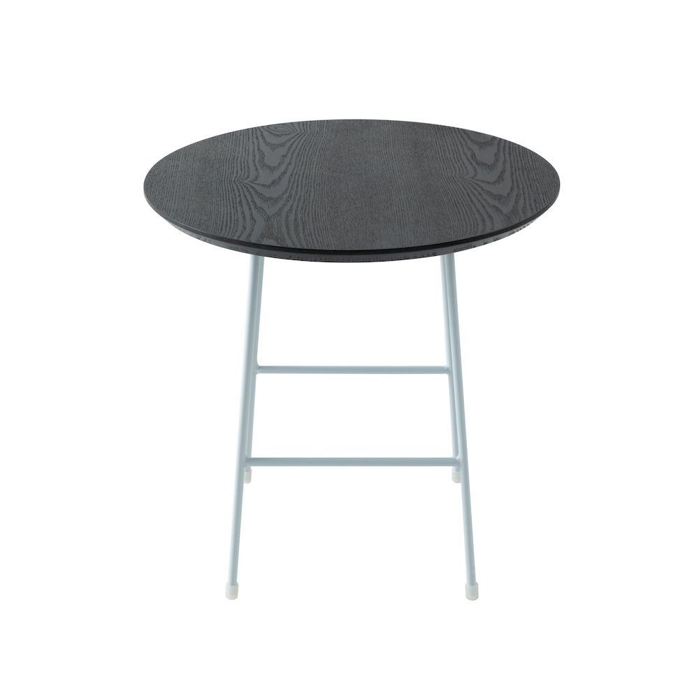 Rossmore Mid Century Modern Round Side Table With White Steel Frame. Picture 15