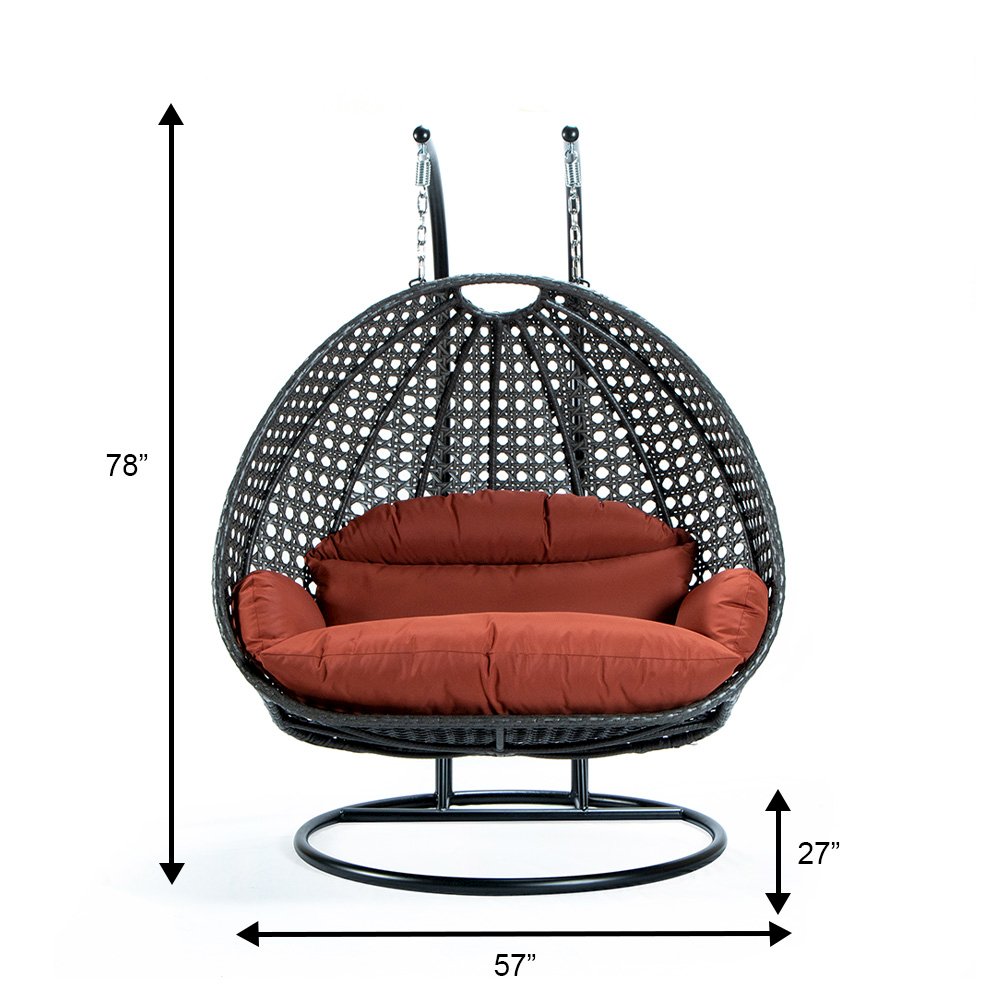 Charcoal Wicker Hanging 2 person Egg Swing Chair. Picture 12