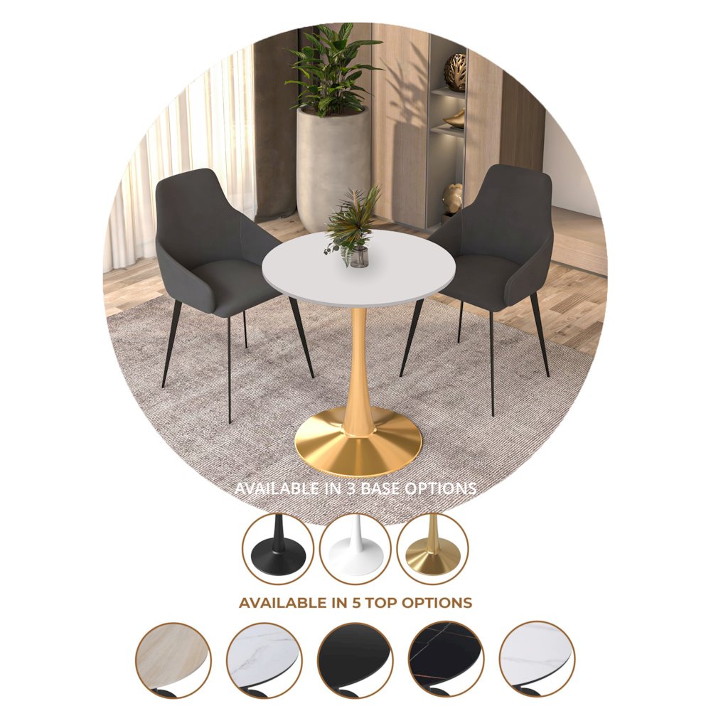 Bristol 24" round dining table Gold Base With White Top. Picture 27