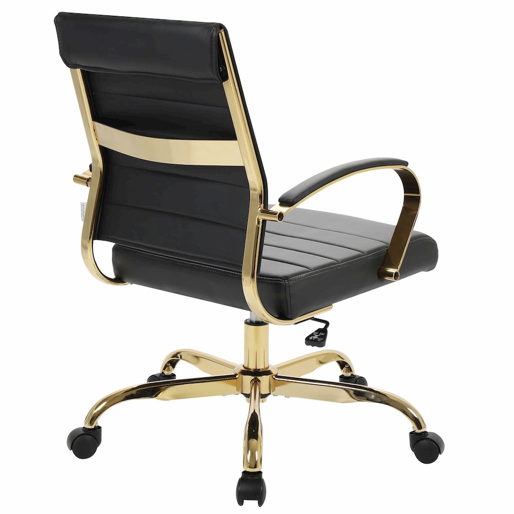 Benmar Home Leather Office Chair With Gold Frame. Picture 5