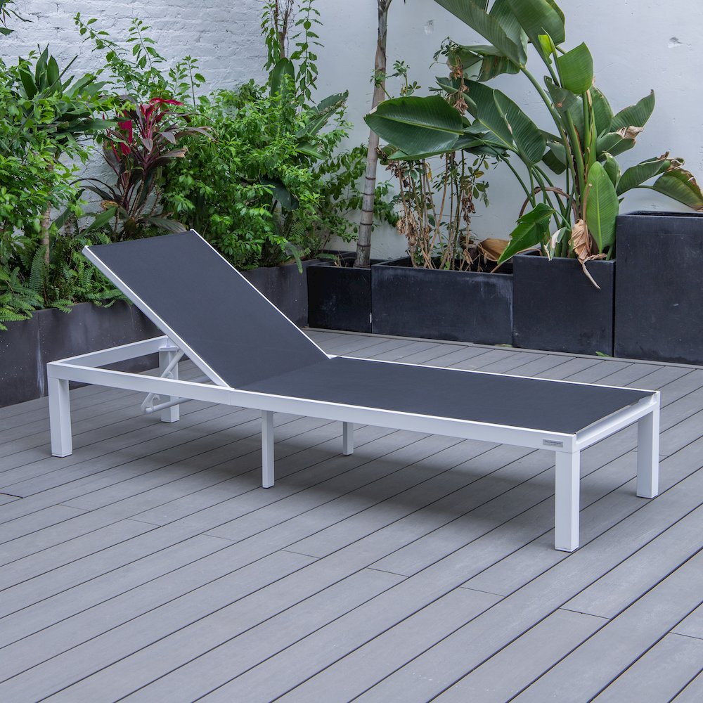 Marlin Patio Chaise Lounge Chair With White Aluminum Frame. Picture 4