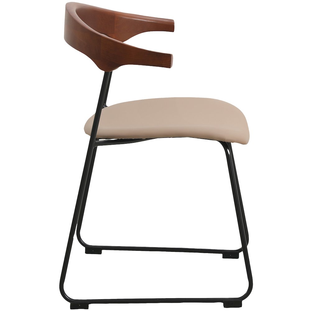 Lyra Collection Modern Chair in Dark Wood back and Taupe Seat. Picture 12