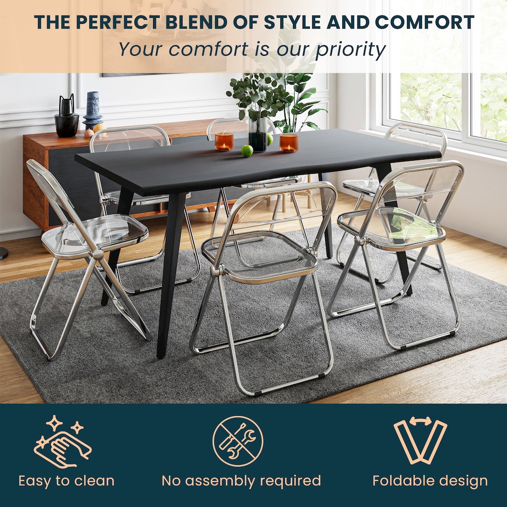 Lawrence Acrylic Folding Chair With Metal Frame. Picture 5