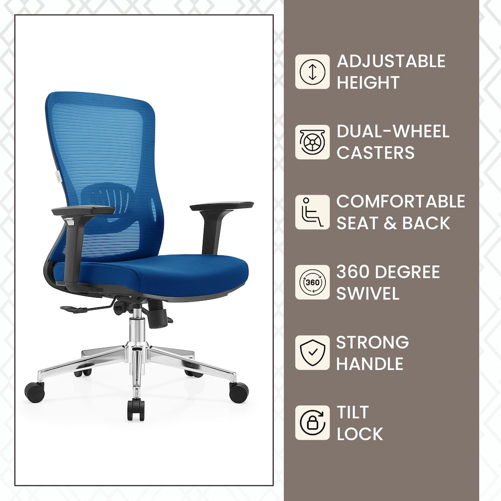 Office Adorit Series Office Task Chair In Blue. Picture 7